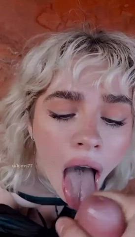 blonde cam camgirl college cum cum in mouth cum on tits cum swallow cumshot gif