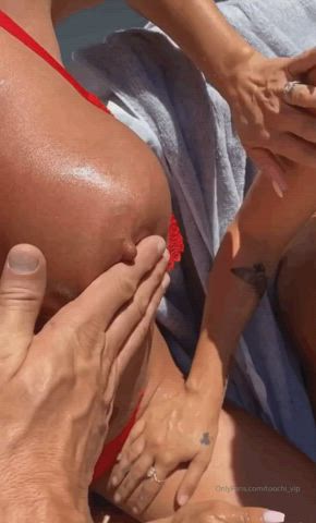 Big Tits Fake Tits Oiled gif