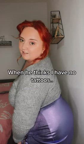 bbw big ass cleavage dress redhead tattoo tiktok gif