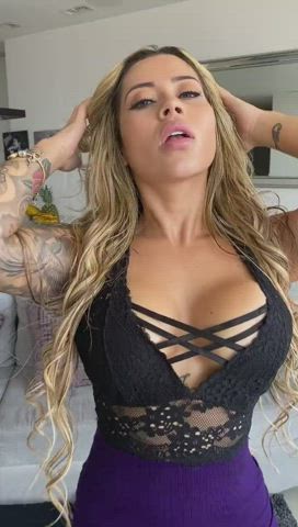 Big Tits Blonde Tease gif