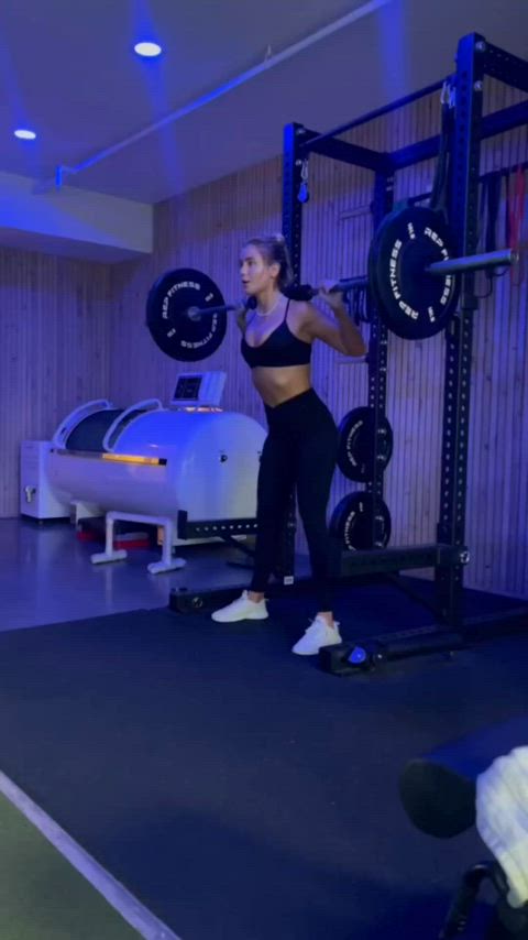 babe blonde workout gif