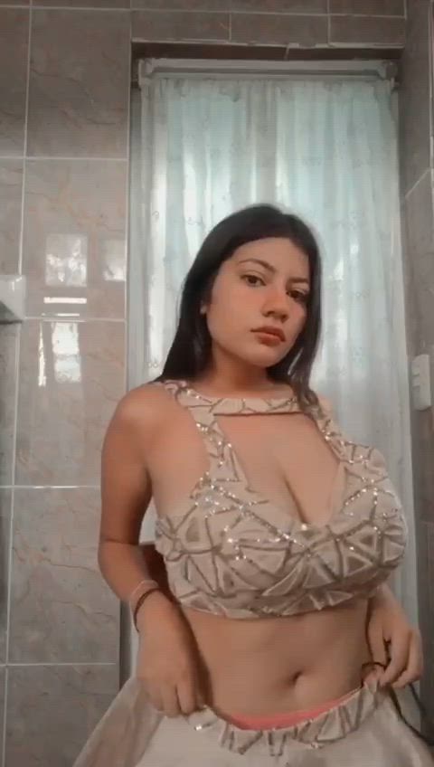 19 years old babe big tits boobs cute desi indian milf natural tits undressing gif