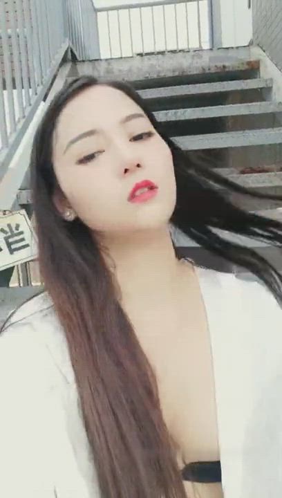 BBW Babe Natural Tits Public Small Tits gif