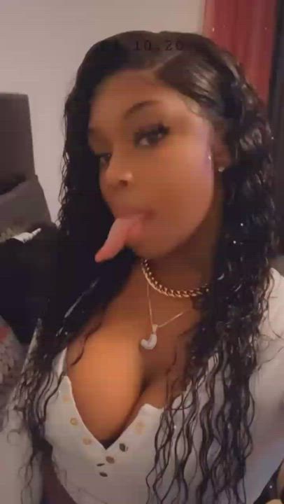 Beautiful Agony Ebony Tongue Fetish gif