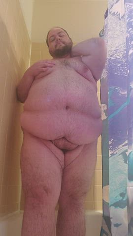 super chub trans man plays with himself in shower
