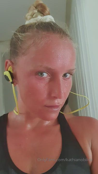 Blonde Sweaty Sex Workout gif