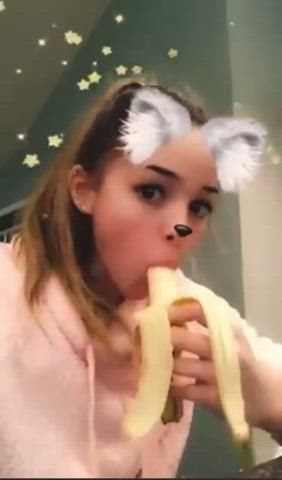 Livvy Dunne makes banana disappear