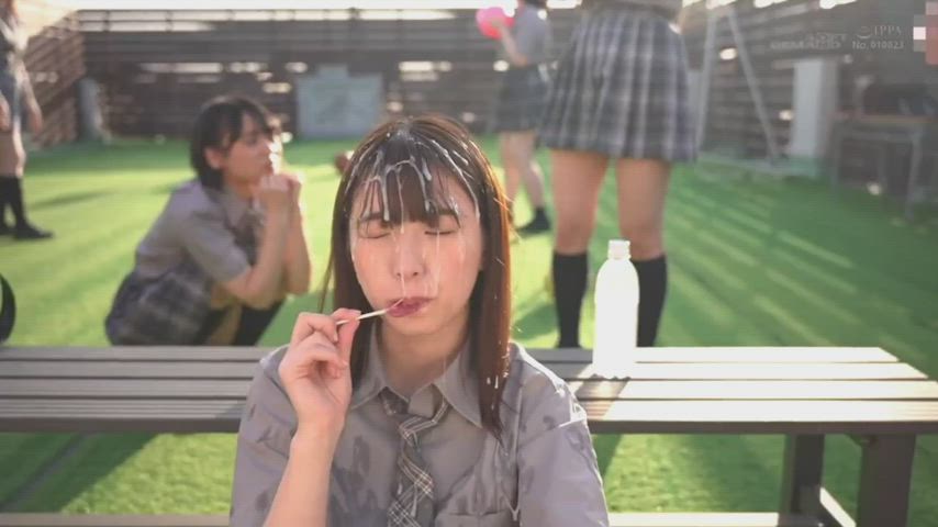 Asian schoolgirl hair bukkake GIF by m-t-b-d