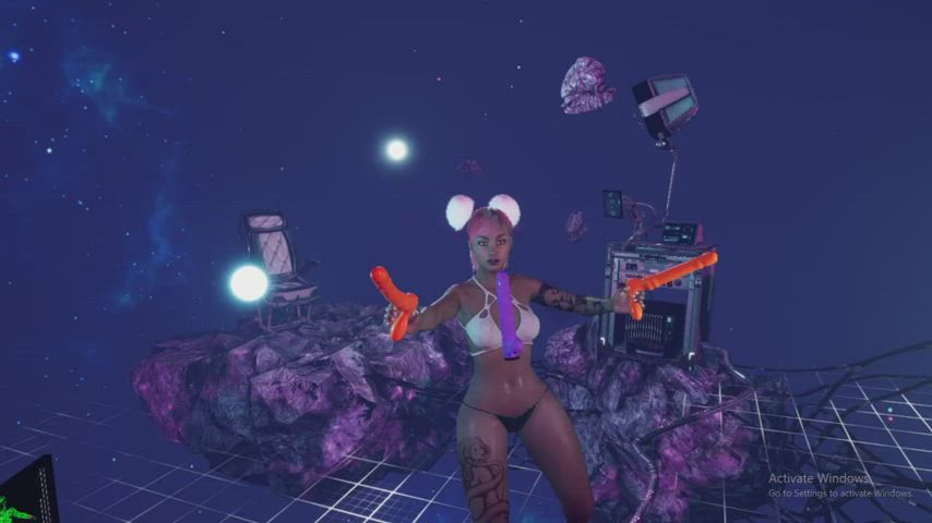 gamer girl hair vr gif