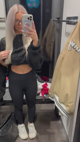 blonde see through clothing teen changing-rooms tiny-tits gif