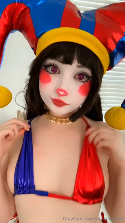 boobs clown clown girl cosplay petite teen gif