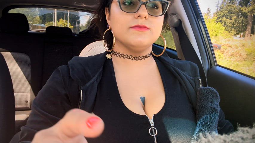 bbw big tits chubby glasses nipple piercing onlyfans public saggy tits tattoo gif