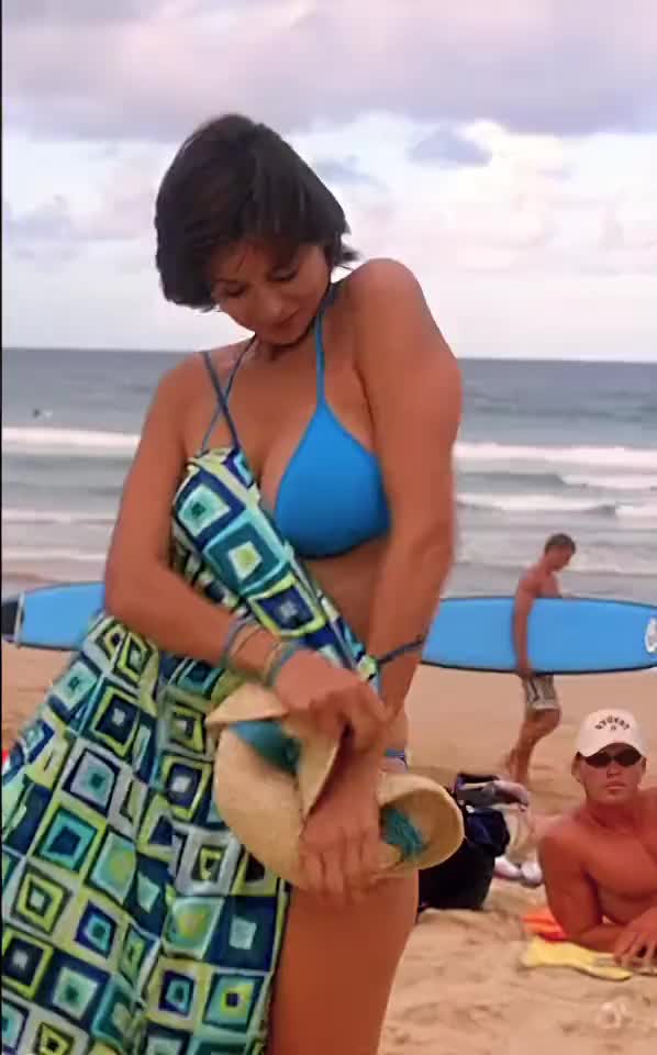 At the beach with your friend and his mother [Catherine Bell]