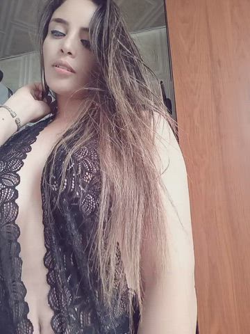 big tits lingerie long hair milf mom sex tiktok gif
