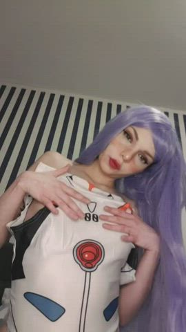 cosplay cute teen titty drop gif