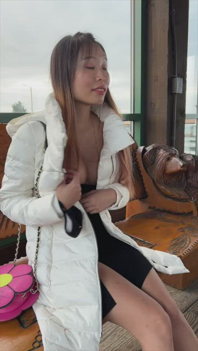 Asian Boobs Flashing Petite Public gif