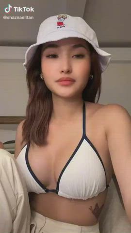 asian ass bikini body boobs dancing model short hair tiktok gif