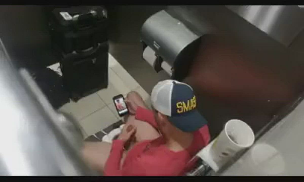 Jerk Off Male Masturbation Public Spy Toilet gif