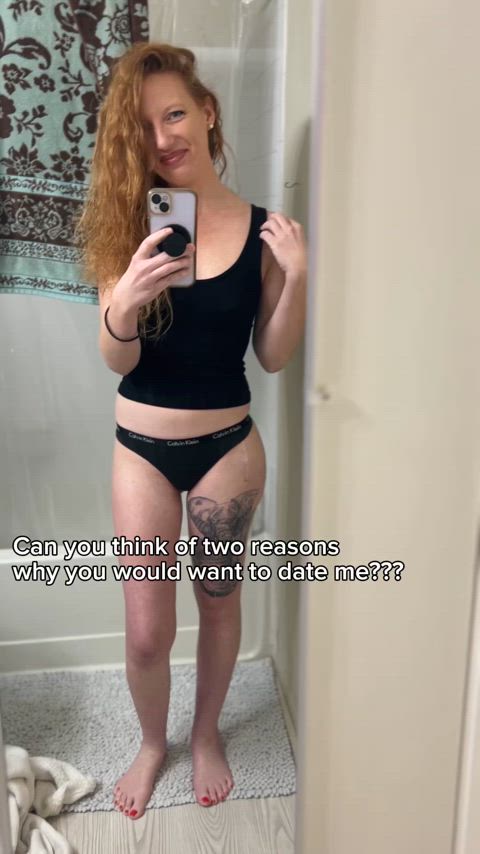 long hair long legs milf panties redhead tattoo gif