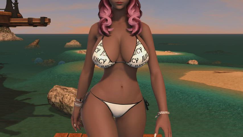 beach bikini kitty gif