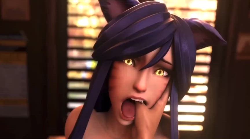 Animated cat girl sucks your thumb and takes your dick