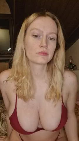 blonde boobs lingerie gif