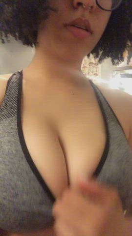 Bouncing Tits Boobs Jiggling Big Tits Bra Glasses OnlyFans Tits Curly Hair gif