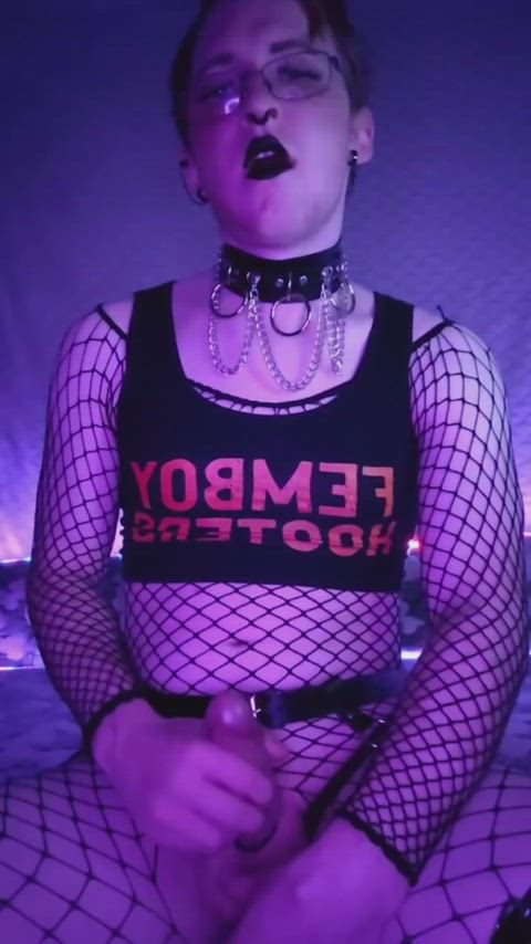 alt femboy fishnet girl dick goth queer trans trans woman non-binary gif