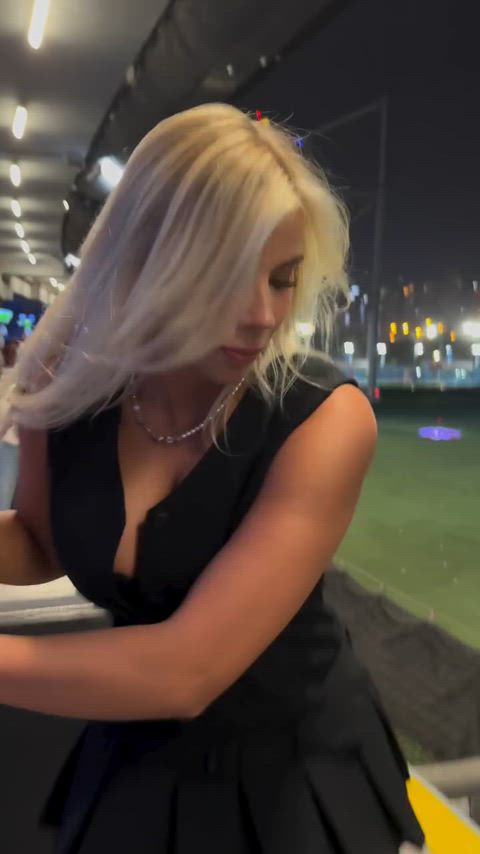 big tits blonde boobs cleavage cute dress non-nude tiktok tits tik-tok gif