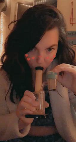 brunette curly hair smoking tattoo gif