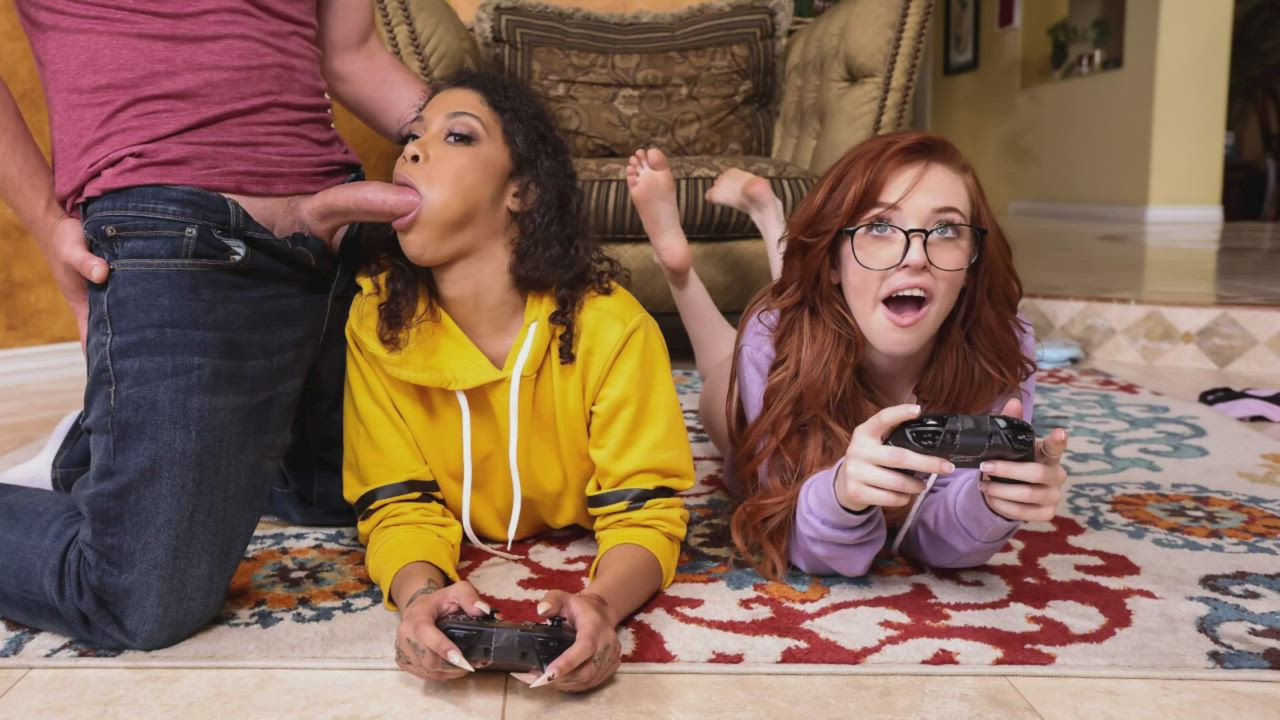 Gamer Girl Threesome Action - ft. Jeni Angel, Madi Collins, Van Wylde