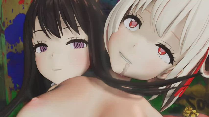 3d animation anime cartoon ecchi girl girl hentai nsfw rule34 yuri gif