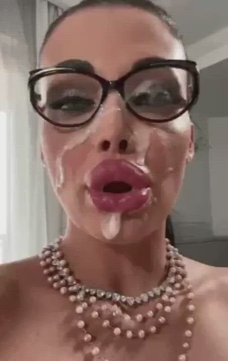 Aletta Ocean Cumshot Facial Glasses Pornstar gif