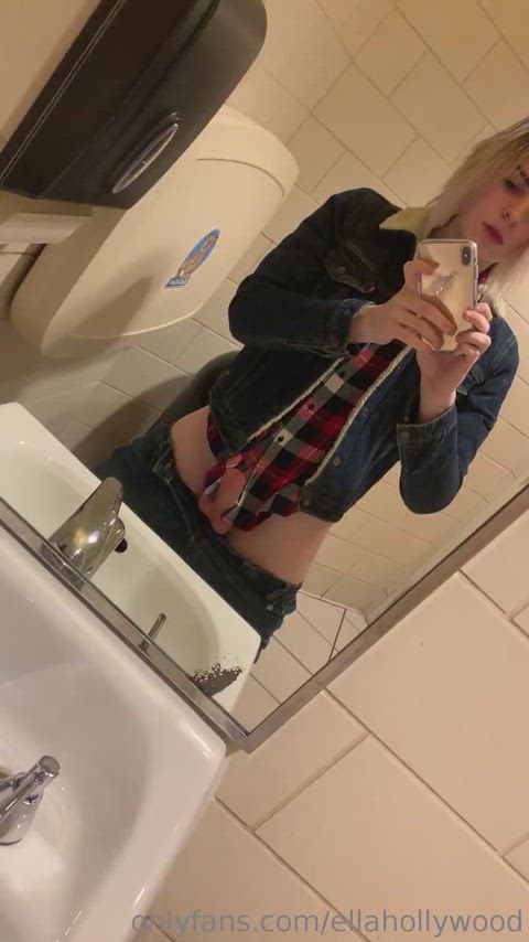  Beautiful TransGirl bathroom Cumshot 