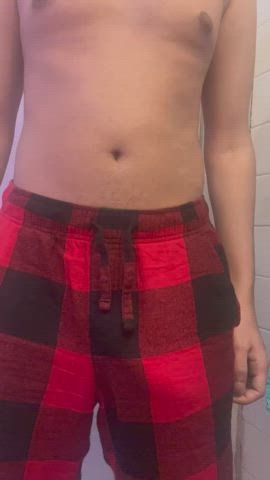 Freeballing in PJs then whipping it out. Cum service my cock!