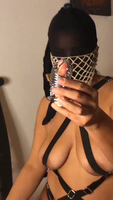 caged pegging strap on gif