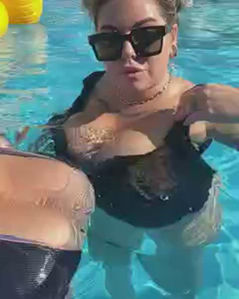 amateur big tits boobs busty demmy blaze huge tits pool swimming pool tits gif