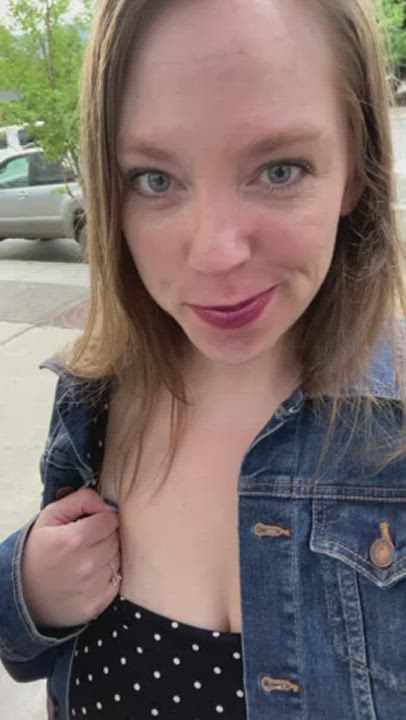 Big Tits Flashing Public gif