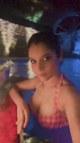 Bollywood Celebrity Cleavage Swimming Pool Swimsuit gif