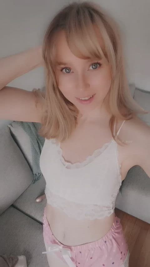 blonde cute lingerie swedish teen tits adorable-porn gif