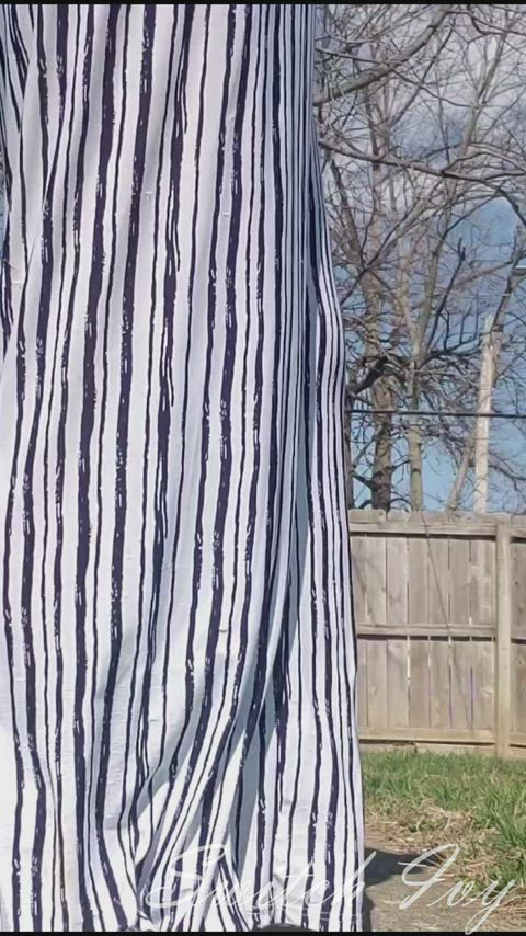 Pulling down my romper outside!