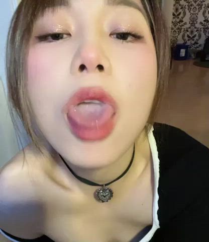 ahegao spit tongue fetish gif