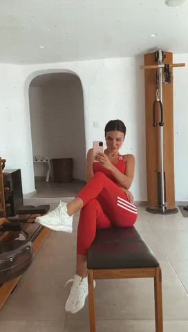 big tits boobs fitness yoga yoga pants gif