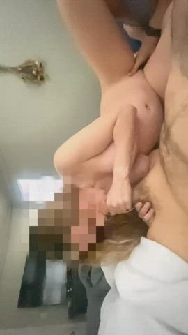 amateur blonde blowjob boobs hotwife milf natural tits tits gif