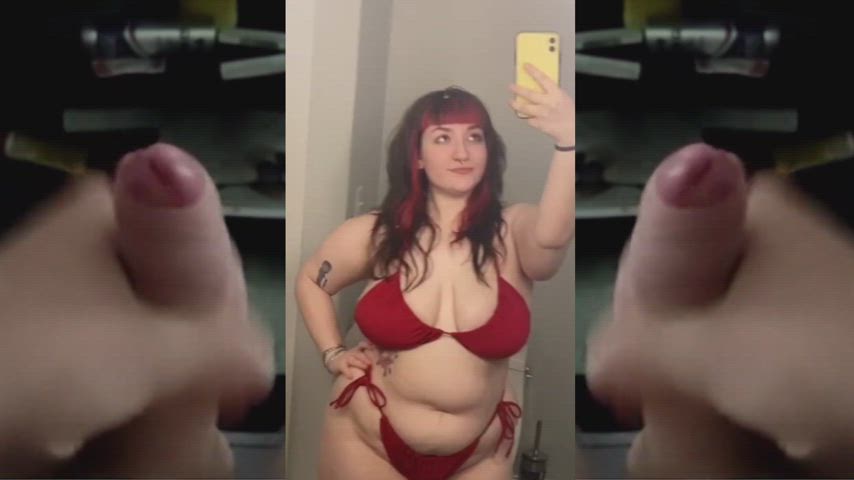 bbw babecock celebrity cum cumshot hips huge tits pmv pawg split screen porn gif