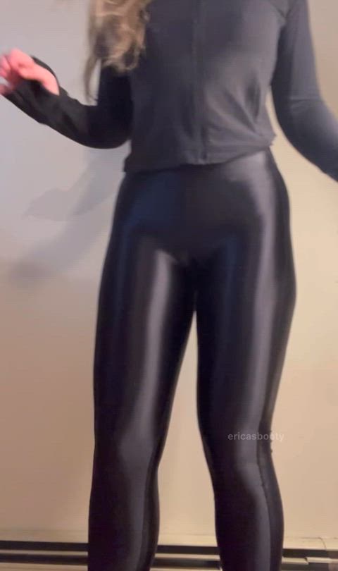 new 5 minute try on video for these new shiny leggings posted right to my wall on