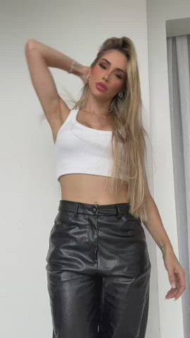 blonde body boobs brazilian celebrity goddess long hair tank top tease tiktok gif