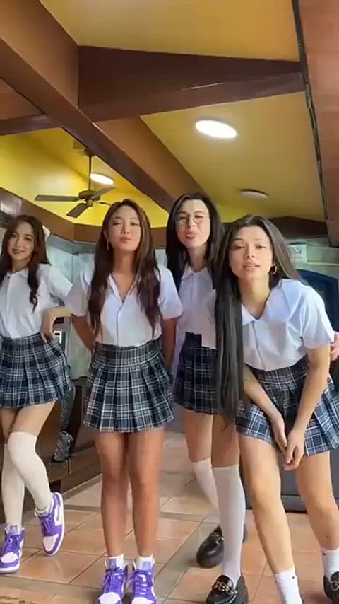 asian schoolgirl skirt slut slutty upskirt-tease gif