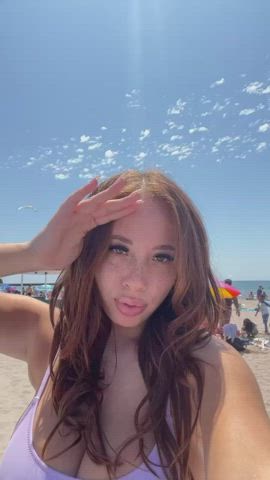 Beach Big Tits Ebony Freckles Redhead gif