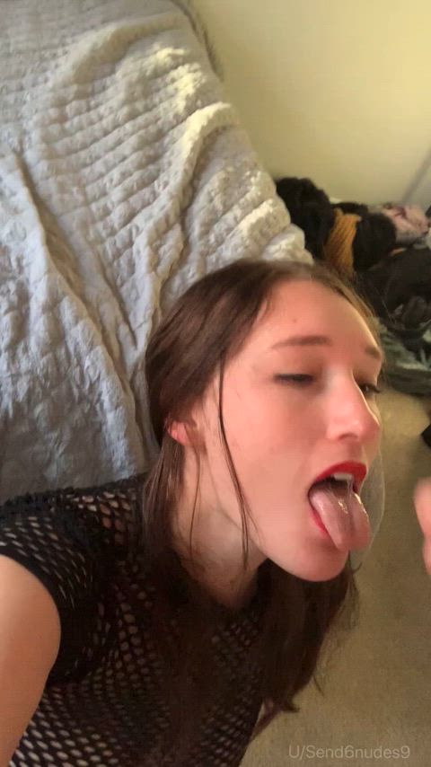 blowjob cum cum in mouth cumshot lipstick pov gif